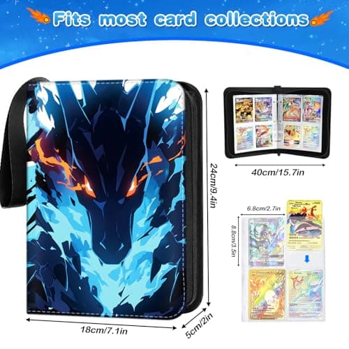 Trading Card Binder, 400 Pockets Portable Card Binder, Card Collector Album, with 50 Removable Sleeves Card album, Used for Cards collection and presentation, Gift for Kids 50PCS Page