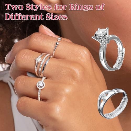Ring Sizer for Loose Rings, 12 Pack 4 Sizes, Invisible Clear Silicone, Non-Slip Adjustable Ring Sizers, Ring Resizer and Tightener Guards, for Women and Men, Make Rings Smaller Without Resizing — view 2