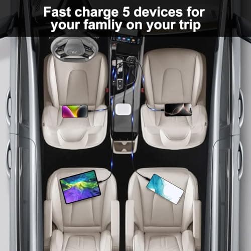USB C Car Charger Adapter, 5 Ports 75W PD 3.0 Car Phone Charger Fast Charging Compatible with iPhone 16/15/14/13 Pro Max Series, iPad Pro, Galaxy S24/S23/S22/Note 20, Android, Pixel. — view 5