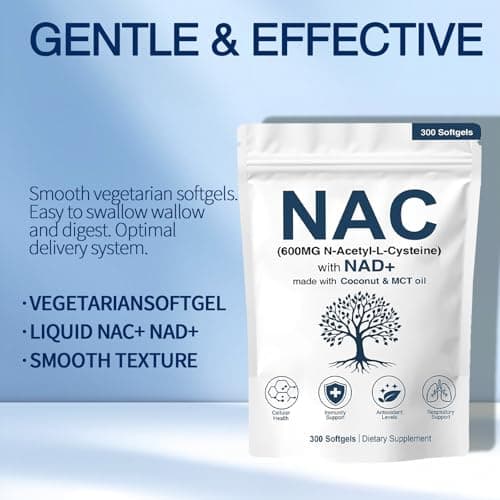 SEAFLEX NAC 600mg Non-GMO, Gluten Free,Organic NAC Supplement N-Acetyl Cysteine Capsules with NAD+ for Cellular & Lung Health, 300 Softgels — view 2