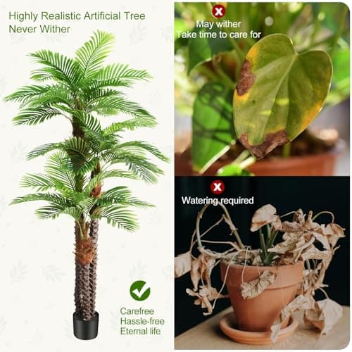 Keeplush 8.5ft Tall Artificial Palm Tree for Outdoors - Triple Phoenix Palm, UV Resistant, Large Fake Silk Palm Tree - Perfect for Patio, Poolside, Home Indoor Aesthetic Decor — view 5