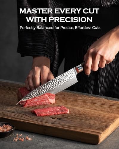 Japanese Chef Knife, 67-Layer Damascus Steel 8 Inch Kitchen Knife with AUS-10 Core, Professional Hand Forged Gyuto Knife with Gift Box, Ergonomic Handle, Ideal Valentine's Day Gifts for Men Women — view 3