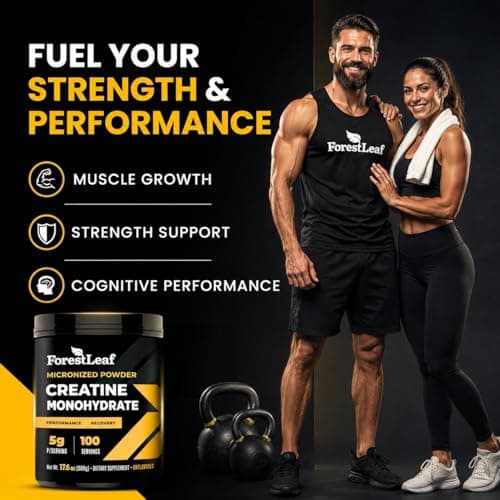ForestLeaf Micronized Creatine Monohydrate Powder - Maximize Muscle Growth & Strength - Unflavored Creatine for Women and Men - 5G Per Serving - 100 Servings
