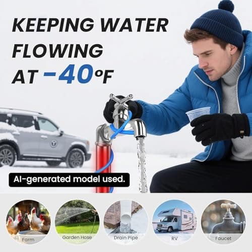 24 FT Heating Cable for Water Pipes with Upgraded Thermostat, Heat Trace for Metal and Plastic Home Water Pipes YeloDeer, 120 V Electric Pipe Heat Cable for Pipe Freeze Protection