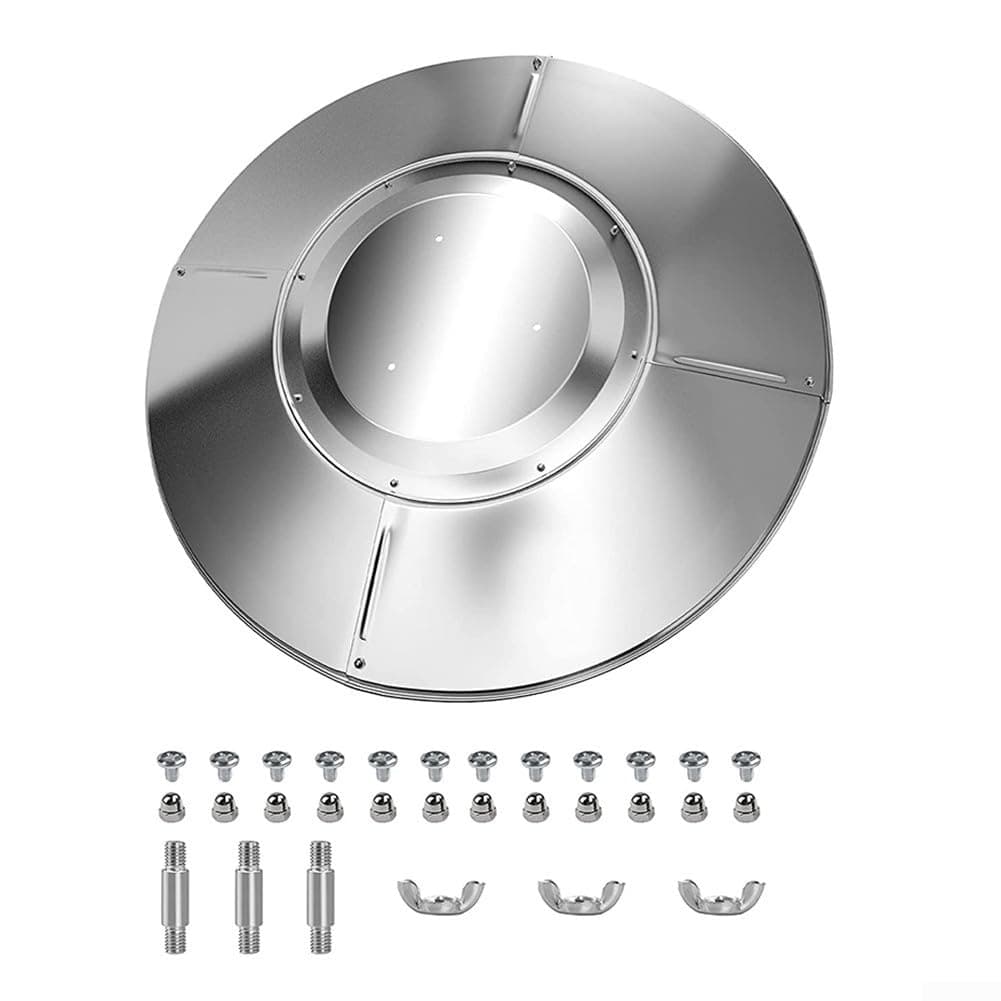 Minhe Aluminum Heat Reflector Shield For Patio Heater, Umbrella Dome Replacement Part, Weatherproof Protective Cover For Outdoor Propane Gas Heaters, Silver, 1 Set(4+1 with Spacer)