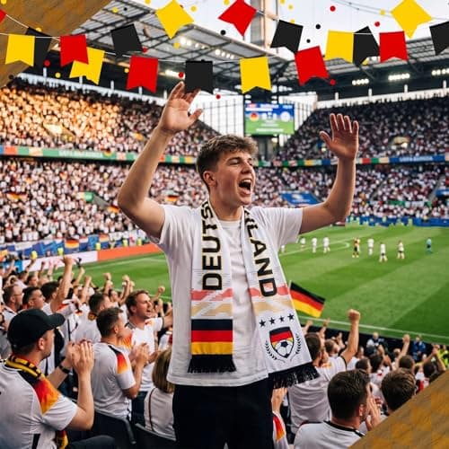Eurzom 1 Pcs Germany Soccer Fan Scarf 59" x 6.7" Soccer Fans Souvenir German National Team Scarf Double Sided Print Sports Patriotic Shawl Match Gift for Man — view 3