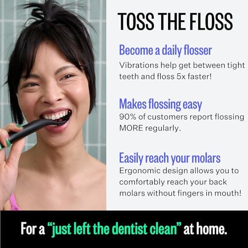FLAUS Electric Flosser (Gentle Glide) - Shark Tank + Oprah's List - Water Floss Alternative - Dental Plaque Remover for Adults - Easy Vibration Power Flossing - Safe Portable Gum + Teeth Cleaning Tool — view 4