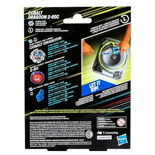 Beyblade X Cobalt Dragoon 2-60C Deluxe Left-Spin String Launcher Set with Attack Type Top Left-Spinning Top Toy; Great Gift for 8 Year Old Boys and Girls