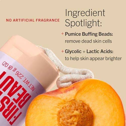 First Aid Beauty KP Bump Eraser Body Scrub with 10% AHA - Dermatologist-Tested Keratosis Pilaris Exfoliator - Support for Rough Bumps & Uneven Skin Texture - Sensitive Skin - 8 oz, Fresh Peach — view 3