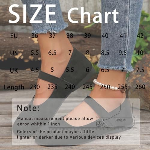 Women's Suede Mary Jane Round Toe Ballet Shoes, with Straps Lightweight Breathable Comfortable Dressy Shoe (Black,8.5)