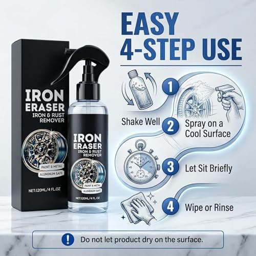 Iron Eraser Iron and Rust Remover, 2PCS Iron Eraser Rust Remover Spray for Car Wheels and Paint, Fast Acting Rust and Brake Dust Remover, 2026 New Professional Automotive Surface Cleaning (0A) — view 2