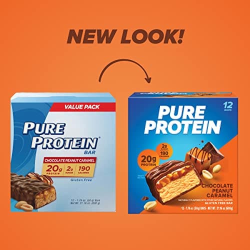 Pure Protein Chocolate Peanut Caramel Protein Bars – 20g Protein, 3g Sugar, 190 Calories (12 count) Low Sugar* High Protein Snack - Gluten Free - Perfect for a Healthy Snack — view 2