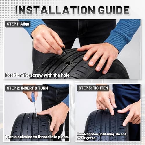 Zesllwid 60 PCS Tire Repair Rubber Nail Kit, Self-Tapping Spiral Screws for Tubeless Tires - Upgrade Emergency Puncture Fix Tools for Car/Truck/Motorcycle/Tractor — view 4