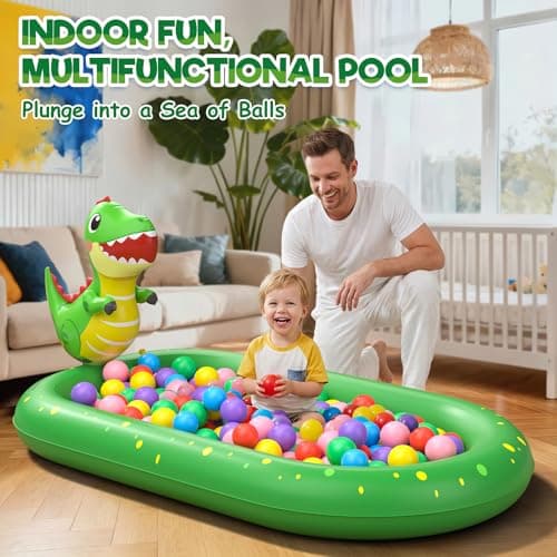 AZDYJL Splash Pad for Toddlers 1-3, Dinosaur Inflatable Sprinkler for Kids, 3-in-1 Baby Splash Pads Outdoor Play Mat, Kids Pool Backyard Summer Water Toys Birthday Gift for 1+ Year Old Girls Boys — view 2