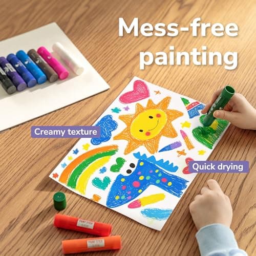 Zenacolor Tempera Paint Sticks - 12 Colors Kids Paints - Non-Toxic Washable Paint Sticks for Kids - Mess Free Quick Drying Art Supplies for Toddlers — view 2