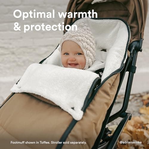 Stokke YOYO Footmuff, Taupe - Sherpa Lining & Fleece Hood with Drawstring to Keep Baby Warm - Includes Carrying Bag - Machine Washable