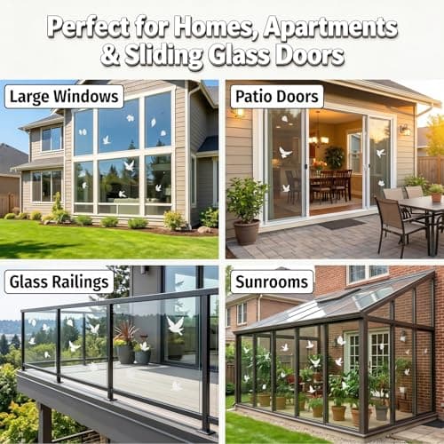 6 Sheets Anti-Collision Window Stickers Decals - Bird & Leaf Patterns, Prevent Bird Strikes, Glass Door Protection, Home Decor — view 4