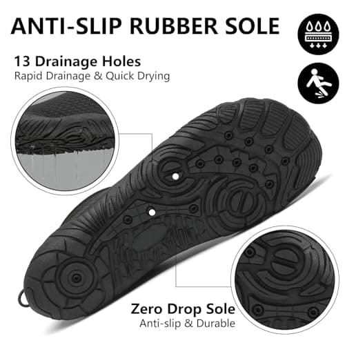 Mishansha Womens Mens Water Shoes Wide Toe Box Swim Beach Barefoot Shoes Quick Dry Non Slip Lividity Black 13.5 Women/11.5 Men — view 2