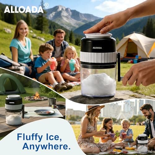 Alloada Hand Crank Snow Cone Machine for Quick Fluffy Shaved Ice Snowcones