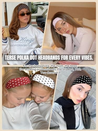 TERSE Polka Dot Headbands for Women Trendy Women Hair Accessories: Cute Head Bands for Women's Hair Fashion Hairbands 6PCS — view 4