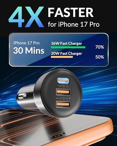 3-Port 70W Fast Car Charger for iPhone 14 13 12 11 Pro Max SE XR XS X 8 7 6