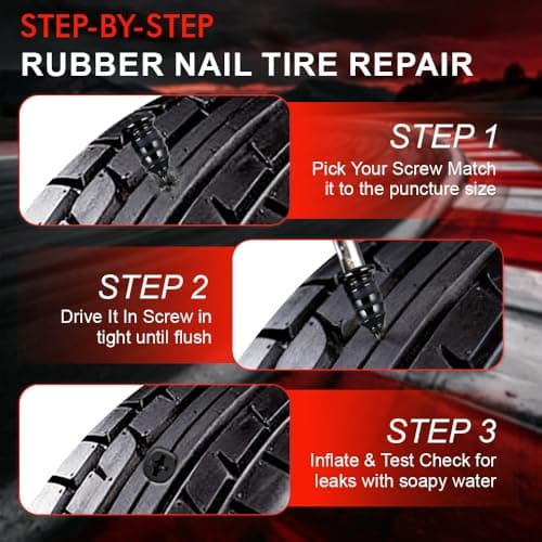 SBGGRL 77Pcs Tire Plug Kit, Heavy Duty Tire Repair with Rubber Nails, Screw Plugs, T-Handle, Professional Fix a Flat Puncture Patch Tools Kit for Car, Motorcycle, Truck, UTV, ATV & Lawn Mower Tubeless — view 4