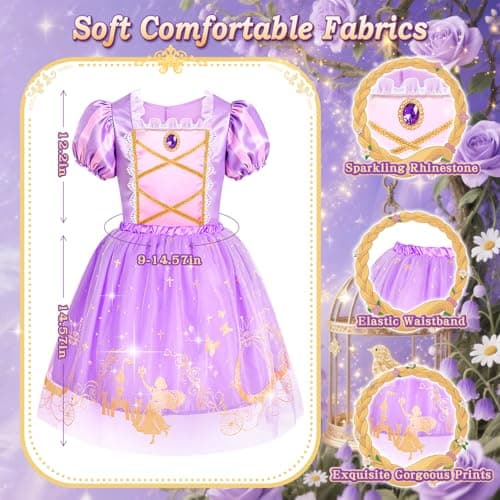 Jeowoqao Princess Costumes for Girls, Princess Dress up Clothes for Girl 4-6 Princess Dresses,Little Girl Dress up Pretend Role Play, Christmas Birthday Gifts for Toddler Girl Aged 3-6 — view 5