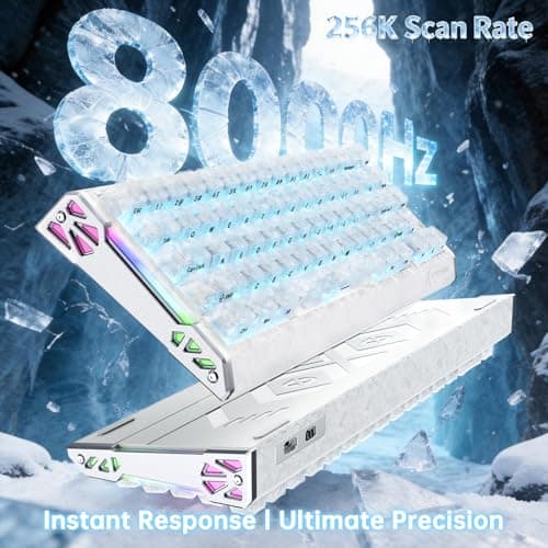 ATTACK SHARK R68HE Carbon Fiber 8000Hz Rapid Trigger Keyboard,0.005mm RT Accuracy 68 Keys Wired Gaming Keyboard with Magnetic Switch,Adjustable Actuation, Rapid Trigger,RGB Lighting for PC/Mac,White