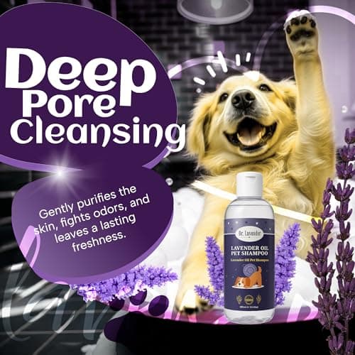 Organic Dog Shampoo for Sensitive Skin - Natural Lavender Oil Pet Wash for Itch Relief, Flea & Tick Defense - Calming & Hypoallergenic Puppy Grooming Supplies - Deodorizing Moisturizing (Lavender) — view 5