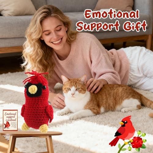 Vkeyinf Emotional Daily Support Cardinal, Memorial Crochet Cardinal Gifts, Emotional Uplifting Support Crochet Bird with I Am Always with You Card, Inspirational Birthday Gifts for Women — view 4