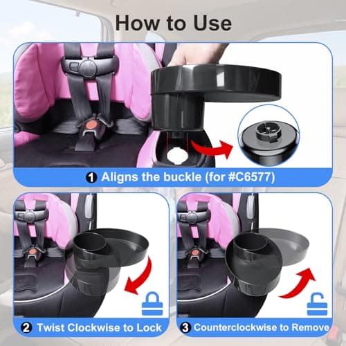 Car Seat Cup Holder Replacement for Safety 1st Grow and Go & EverFit, Car Seat Snack Tray Compatible with C6577 Base, Safety First Car Seat Cup Holder Replacement, BPA-Free, Dishwasher Safe Black, 1 — view 3