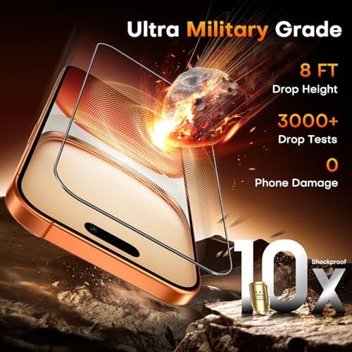 TOCOL for iPhone 17 Pro Screen Protector/iPhone 16 Pro Sceen Protector 6.3 Inch 9H Hardness Military Grade Shatterproof HD Tempered Glass for Full Coverage Protection 2 Pack — view 3