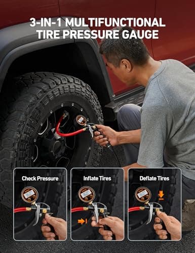 AstroAI T1 Digital Tire Pressure Gauge with Inflator, 3-250 PSI Air Chuck with Pressure Gauge, Heavy Duty with Quick Connect Coupler, Calibrated to ANSI B40.7 Grade 2A — view 5