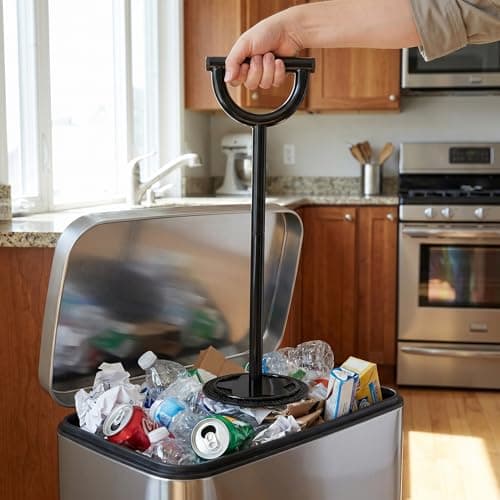 WOONEKY Manual Trash Can Compactor for Kitchen and Outdoor Use, Black Carbon Steel Waste Press Tool with Sturdy Construction Supporting Sustainable Living — view 4