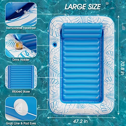 Inflatable Tanning Pool Lounger Float - Jasonwell 4 in 1 Sun Tan Tub Sunbathing Pool Lounge Raft Floatie Toys Water Filled Tanning Bed Mat Pad for Adult Blow Up Kiddie Pool Kids Ball Pit Pool (L) — view 4