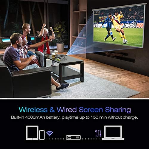 AKASO Mini Projector, Pocket-Sized DLP Portable Projector, 1080P Cookie Projector , Support HDMI WiFi Built-in Rechargeable Battery Stereo Speakers and Remote Control Movie Projector - Updated Type-C — view 5
