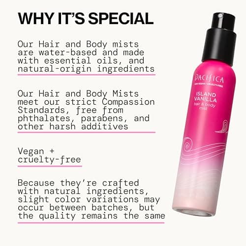 Pacifica Hair Mist Perfume & Full Body Spray for Women - Island Vanilla Body Mist Fragrance w/Sugar, Vanilla & Sandalwood Clean Beauty Alcohol-Free, Vegan & Cruelty-Free, 5 oz — view 5