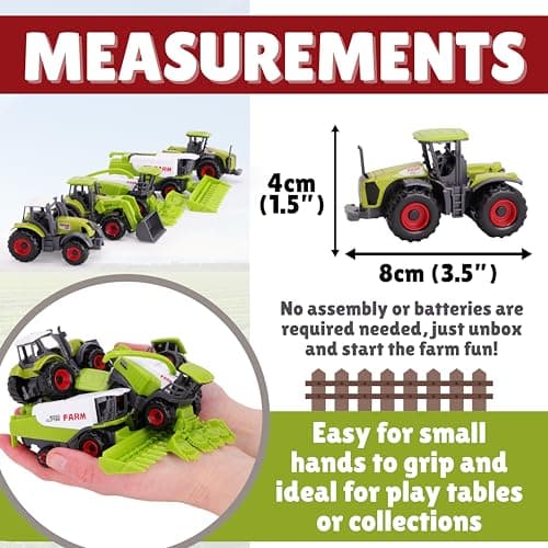 Toyland® Set of 5 Green Die Cast Metal Farm Machinery Toys - Approx 4.5cm Each - Includes Tractors,Combine Harvesters & More! — view 5