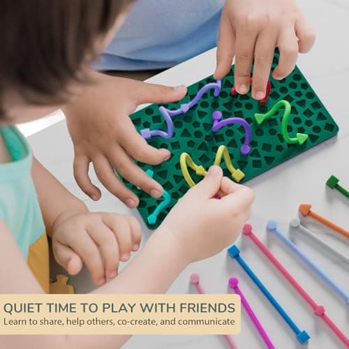 Sensory Activity Board for Kids Boys Girls, Fidget Toys for Stress Anxiety Autistic ADHD, Calm Down Travel Airplane Essentials Toys for 3+ Year Old, Portable Travel Storage Box & 14 Strings — view 2