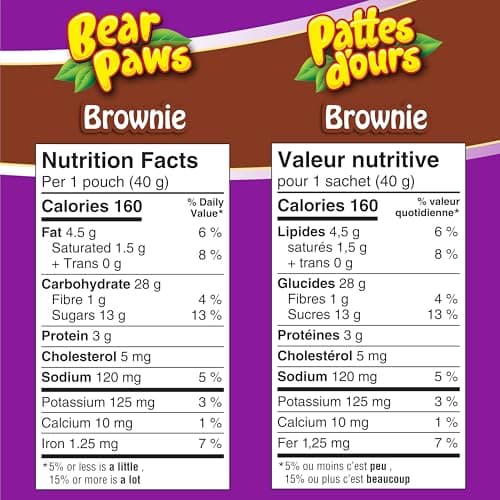 Bear Paws Brownie Cookies - Soft Cookie Snack Packs, Family Size, Peanut Free School Snacks, 480g, 12 pouches