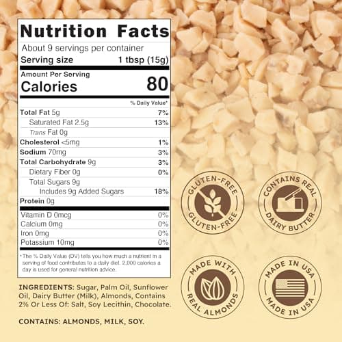Snackathon Toffee Bits, Coarse Grind, 5 OZ Resealable Bag, Sweet & Crunchy Butter Toffee Pieces for Ice Cream Topping, Baking & Desserts, Made in USA
