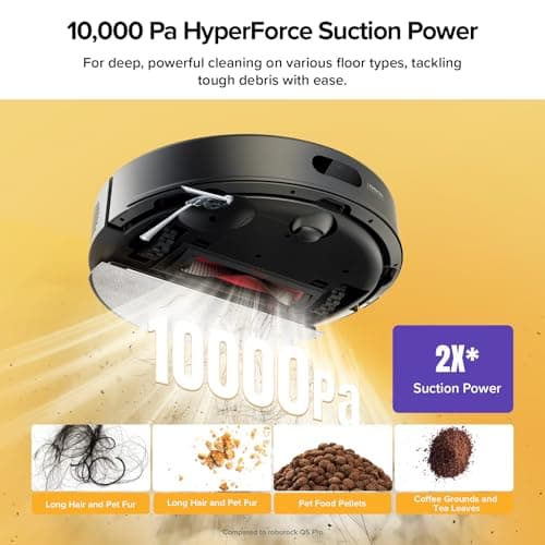 roborock Q7 M5+ Robot Vacuum and Mop, Upgraded from Q5 Max+, Up to 7-9 Weeks Self-Empty, 10000Pa Suction, Dual Anti-Tangle System for Pet Hair & Carpet, PreciSense LiDAR Navigation, App Control, Black — view 2