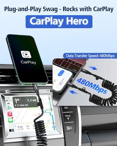 AGVEE 3ft Coiled USB-C to Lightning Cable [MFI Certified] Carplay — view 4