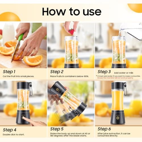 Cordless Mini Blender Make Smoothies & Shakes - Portable Blender with 380ML BPA-Free Travel Cup, USB Rechargeable, Easy to Clean, Suit in Gym/Office — view 4