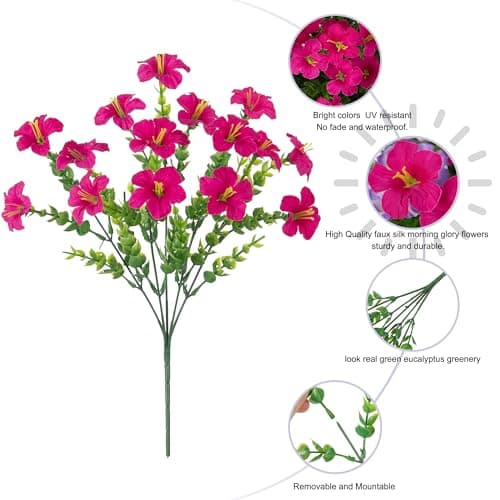20 Bundles Faux Morning Glory Artificial Flowers for Outdoors, Mix — view 5
