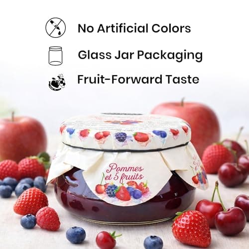Fruit Spread Slightly Sweetened Recipe, 2 x 300 mL Glass Jar, No Artificial Flavors, Quebec Made, Caprices d’Antan (Rhubarb,Strawberry & Apple)