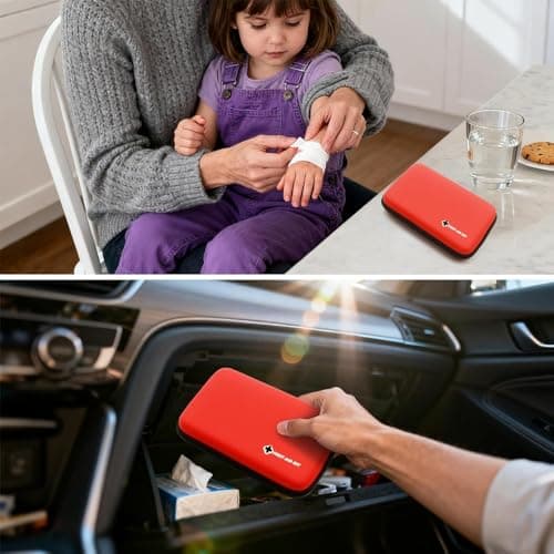 First Aid Kit Red Portable Compact Waterproof Mini Refill Supplies for Home Car Travel Camping Truck Hiking Sports Office Outdoor Emergencies — view 4