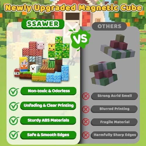SSAWER 48 PCS Magnetic Blocks - Magnetic Building Blocks for Kids, Magnetic Cubes Sensory Toy for STEM Boys and Girls Christmas Birthday Gifts — view 3