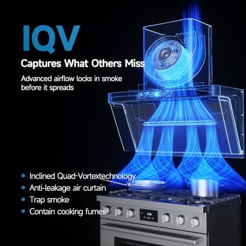 Arspura P1 Range Hood 36 Inch, Wall Mount Smart Kitchen Vent Hood with IQV Smoke Capture, Ultra Quiet BLDC Motor, PM2.5 Monitoring, 4-Speed Gesture Control, LED Lights — view 2