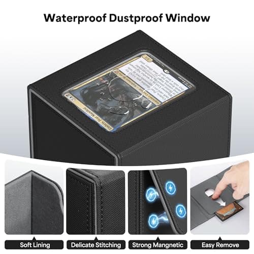ZLCA MTG Commander Deck Box, Card Deck Box for Trading Card, Holds 110+ Double Sleeved Cards Fits for Magic Cards TCG CCG (Black) — view 2